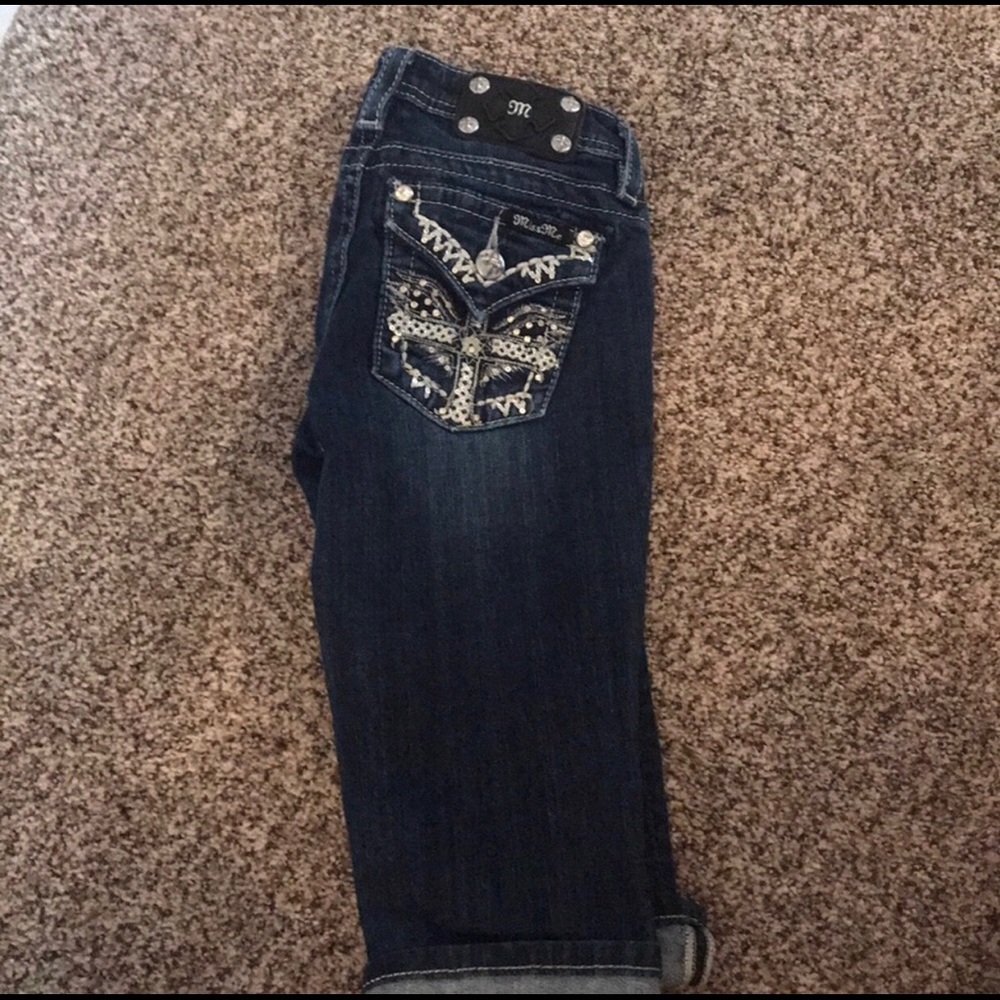 Girls Miss Me Denim cuffed Capri